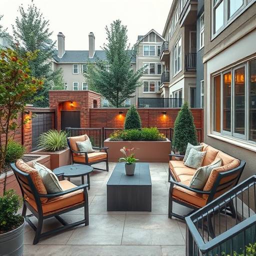 A resident enjoying the outdoor patio at the Atlanta, GA facility, with comfortable seating and a peaceful atmosphere.