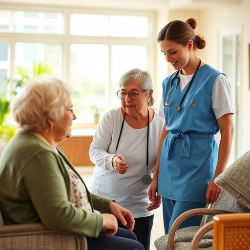Image representing on-site support staff assisting residents in a housing facility